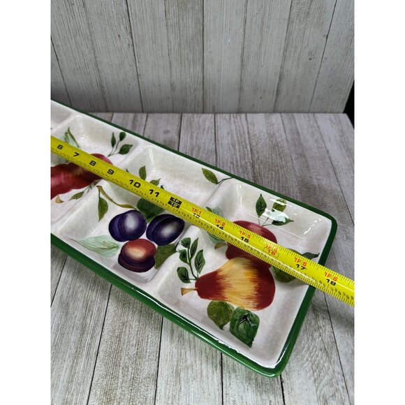 Vtg Sakura Oneida Sonoma Divided Serving Tray Fruit Earthenware Design 17.5" L - Picture 5 of 6